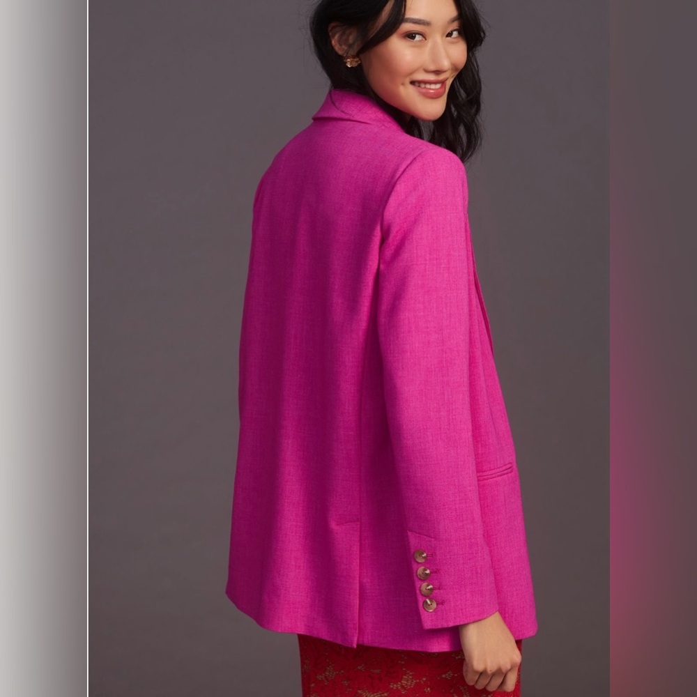 Maeve Hot Pink Double-Breasted Blazer - Picture 7 of 8